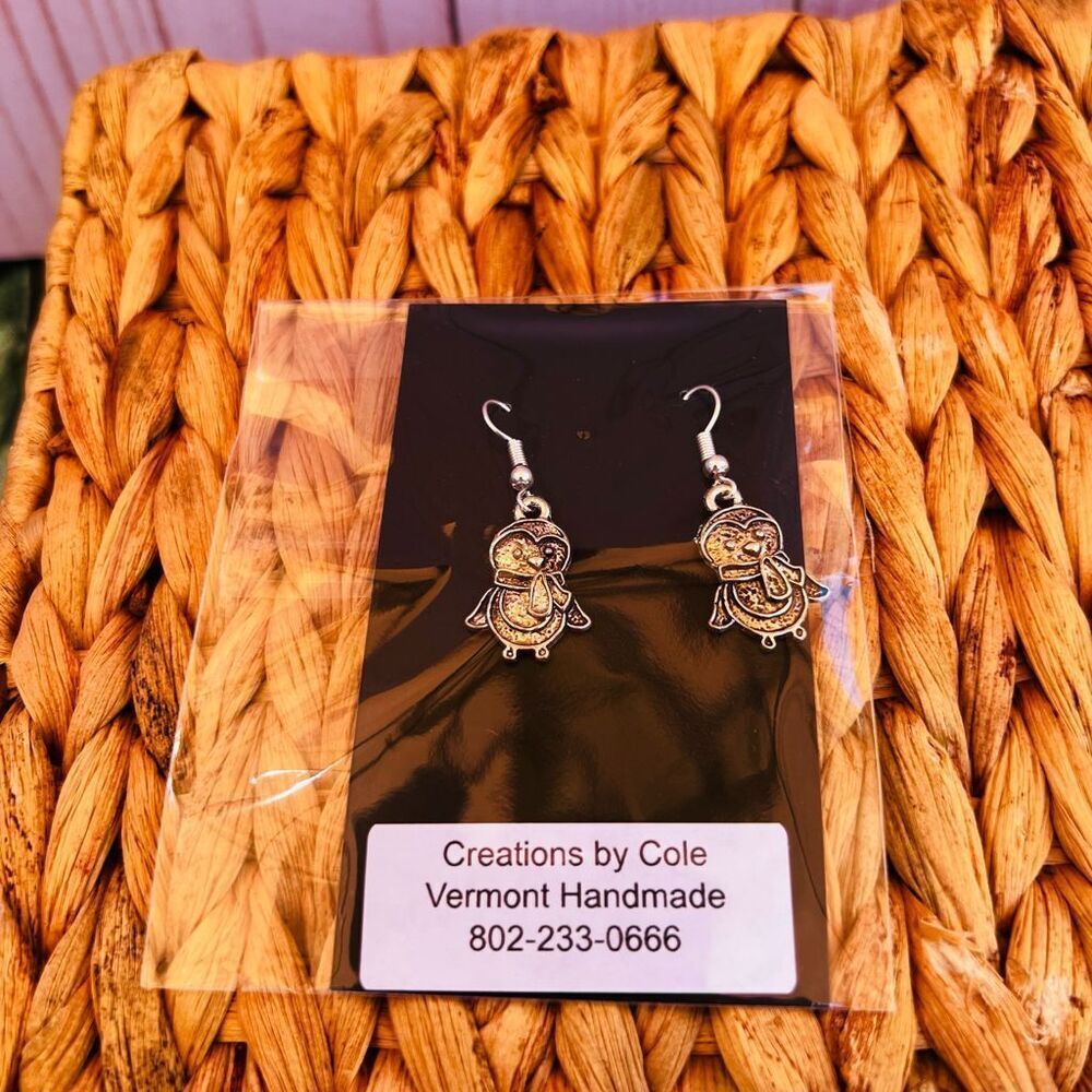 Penguin Earrings Silver Colored